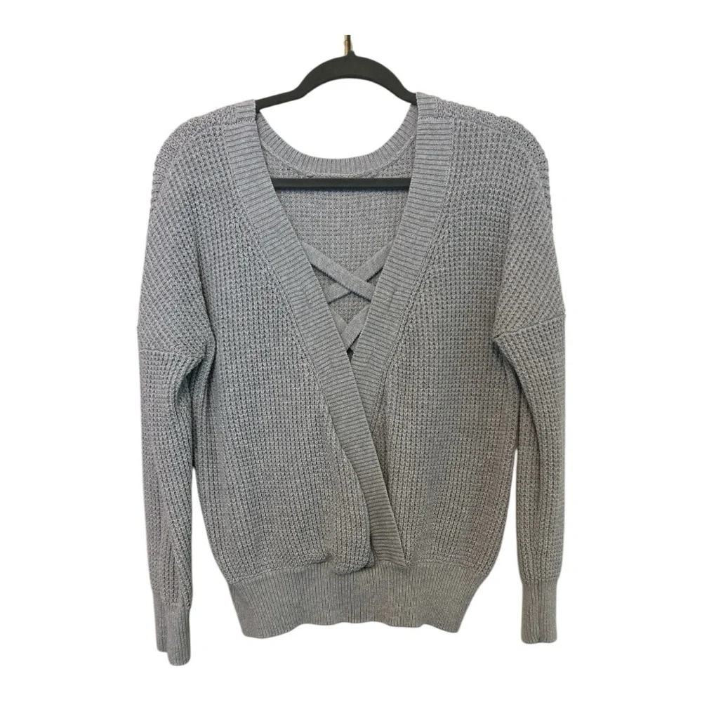 Heather Gray Knit Crewneck Sweater Relaxed Fit